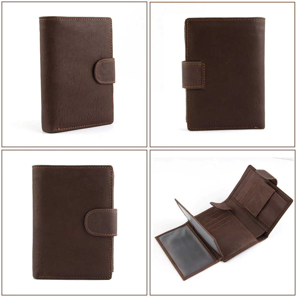 Men Wallet Oil Wax Cowhide Genuine Leather Wallets Coin Purse Clutch Hasp Open Top Quality Short Wallet