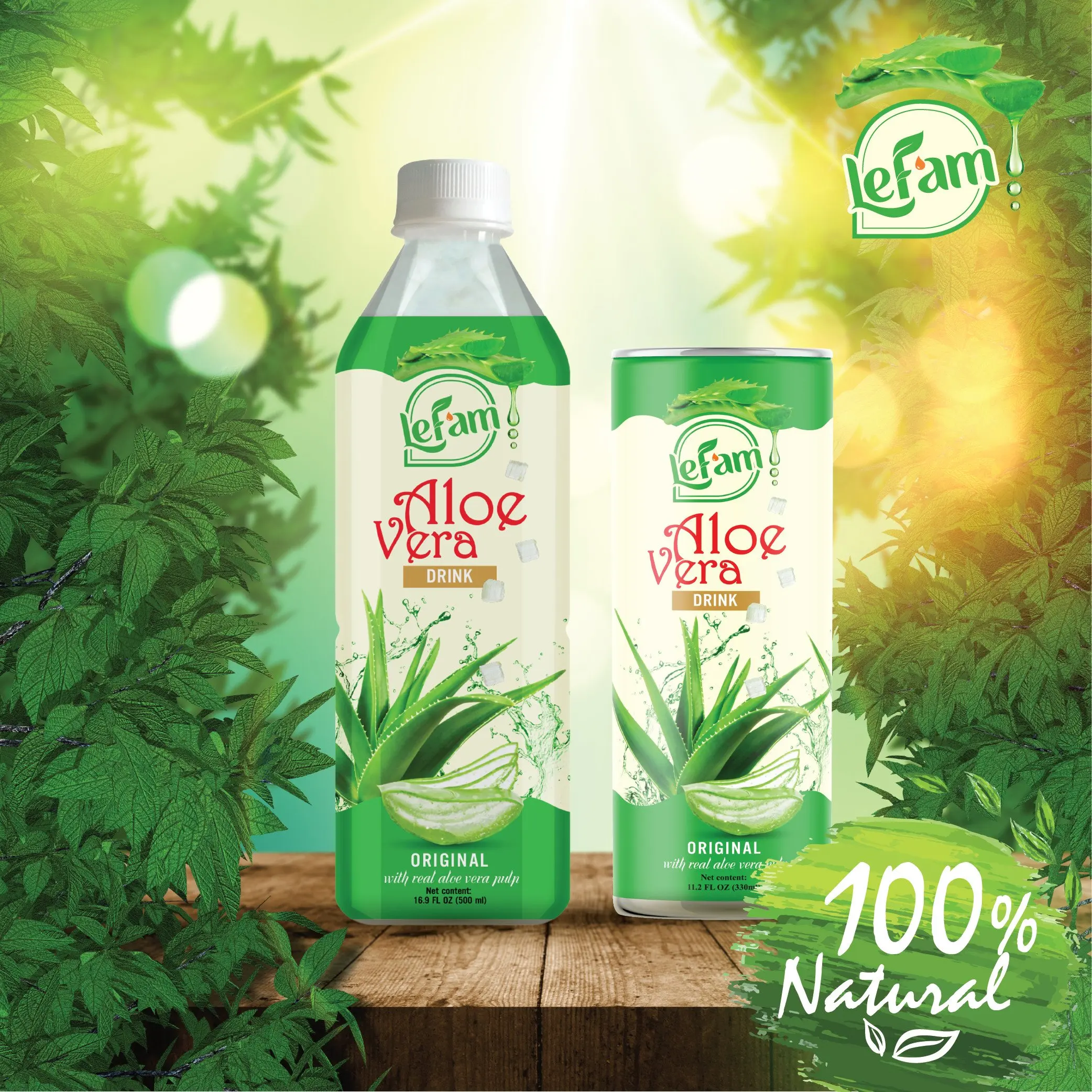 Свежий никогда не из концентрата напиток Алоэ Вера оригинальная настоящая целлюлоза OEM Alu банка 330 мл 11,2 унции низкий сахар безопасные фрукты LEFAM Вьетнам