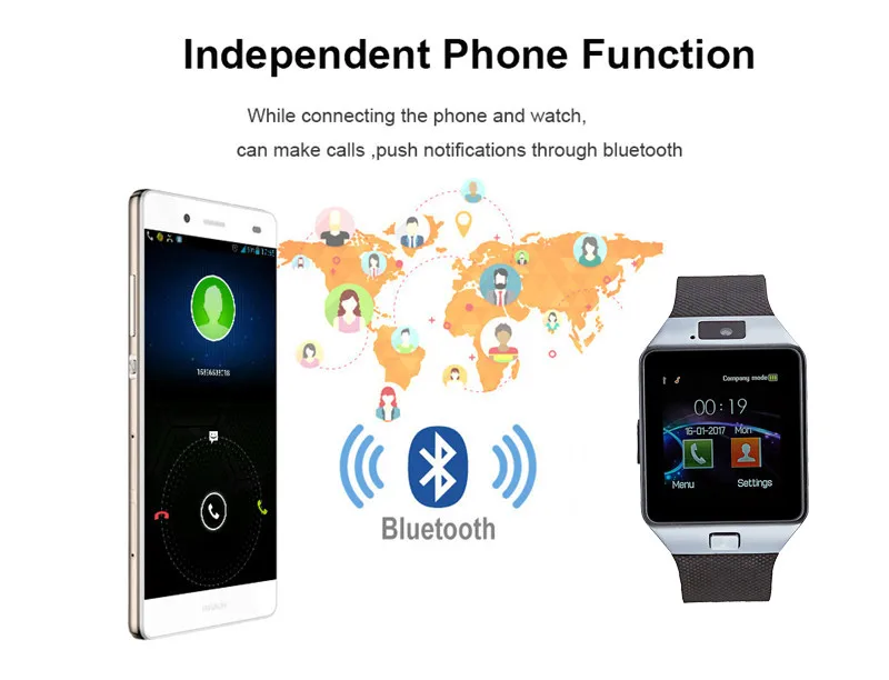 Touch Screen Smart Watch With Camera DZ09 Smartwatch SIM TF Card Slot Fitness Activity Tracker Sport Watch Android Watches