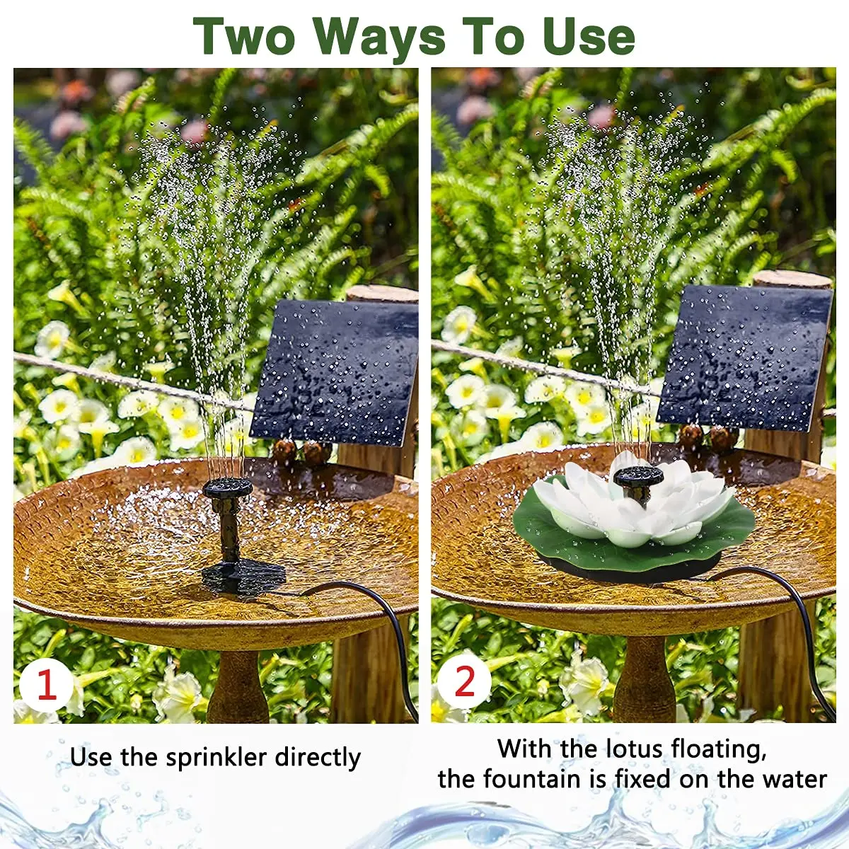 Electomania Solar Power Fountain for Home Garden for Bird Bath Garden Pond Pool Outdoor White Lotus IN;27243 Plastic Modern F-1