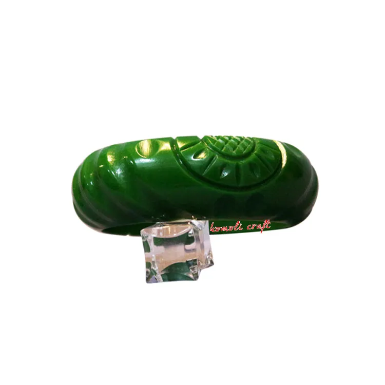 Green Wide Rope Custom Carved Resin Vintage Bakelite Jewelry Wholesale