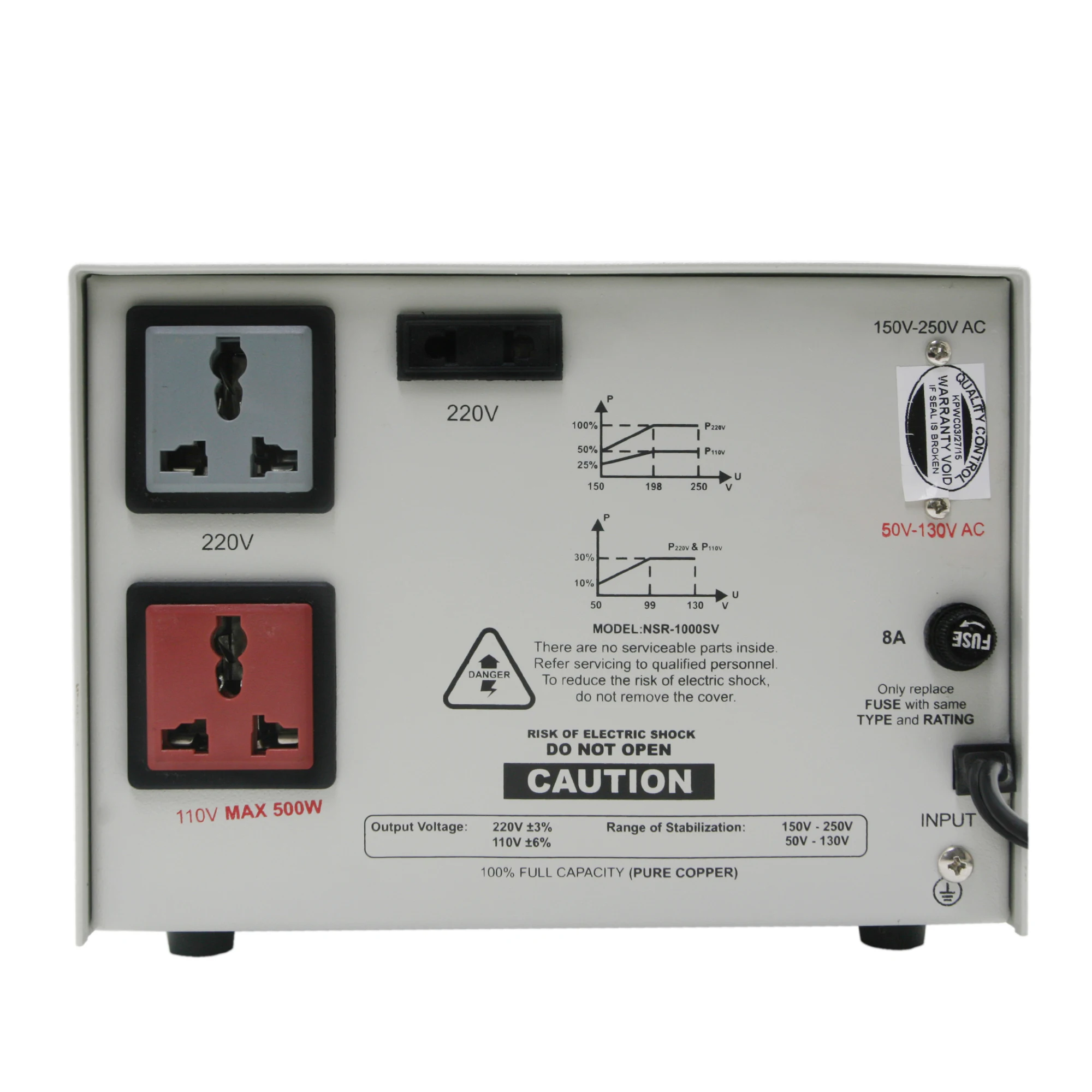 Northstar NSR-1000SV Automatic Voltage Regulator Analog Servo Motor Type/Stabilizer 1000 Watts AVR Analog Display