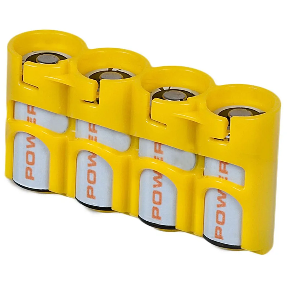 Storacell CR 123 SlimLine Battery Caddy Yellow Holder Compact Easy Dispenses Batteries Caddy with One Hand Safety