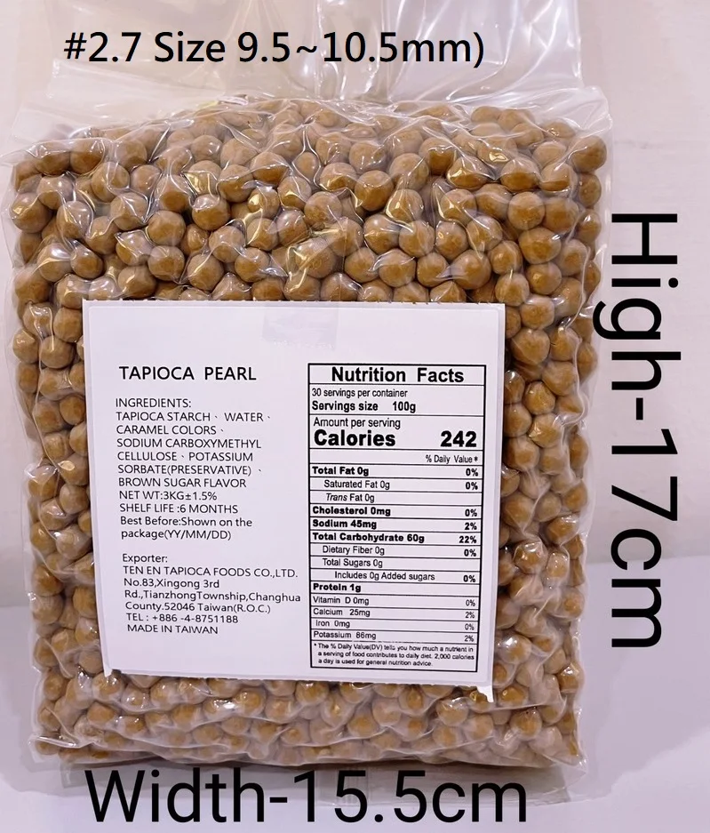Taiwan Bubble Tea Supplier Tapioca Pearl 3kg size 9.5 mm~ 10.5mm
