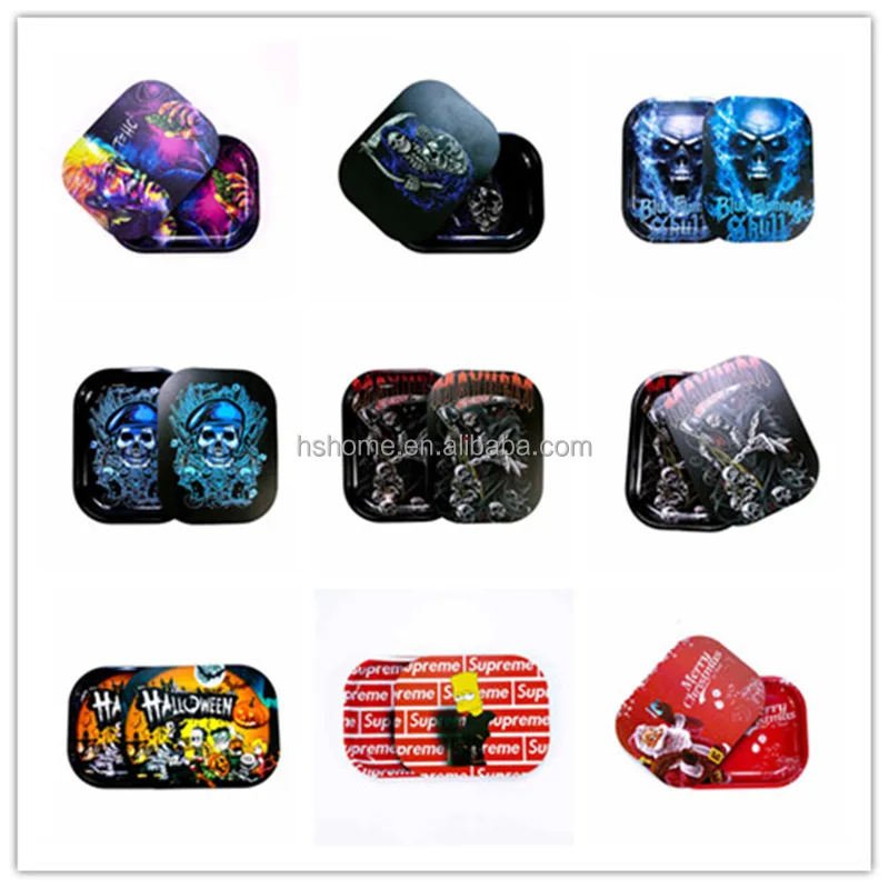 4 Sizes Wholesale Custom weeding accessories metal tray Rolling Tray Metal Cigarette Rolling Trays For Glass pipe smoking