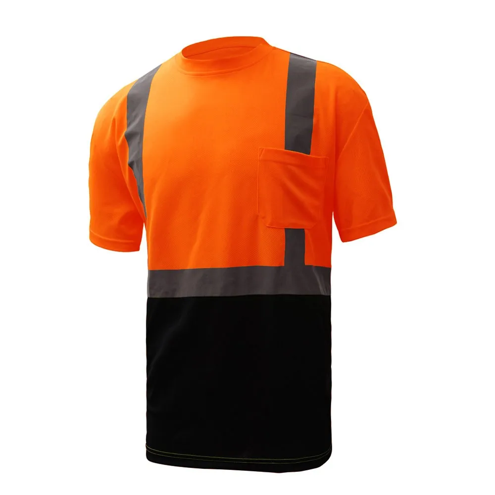 100% Cotton Jersey Short Sleeve Orange Safety Reflective T Shirt Reflective Hi Vis Work Shirts