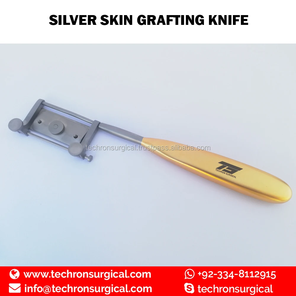 Silver Skin Graft Knife with Wooden Box