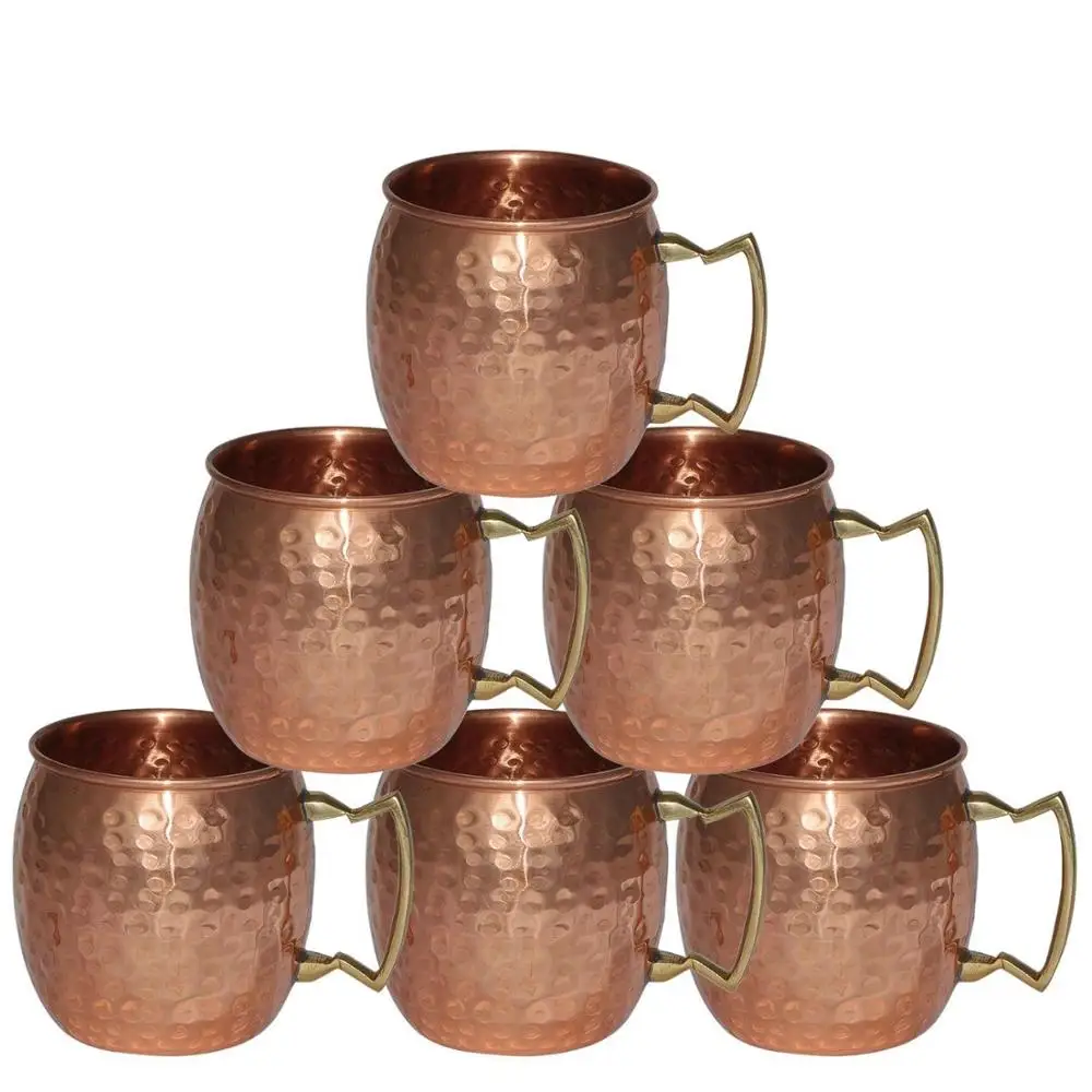 
Stainless Steel Moscow Mule Beer Mugs Metal Pure Hammered Solid Copper Mugs 