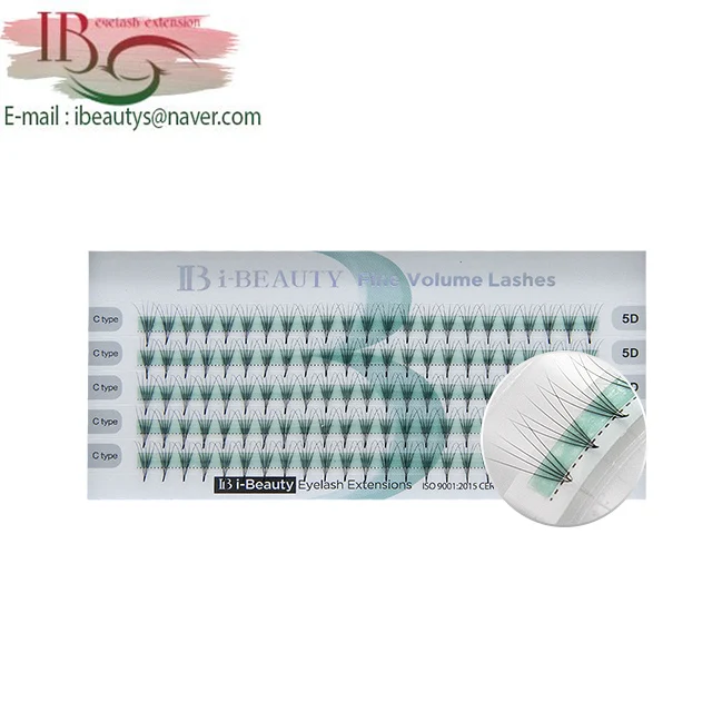 i-BEAUTY Eyelash Extension - Pre-made fan FINE VOLUME LASHES Horizontal 5D lash C type Wide Version ib eyelash korea