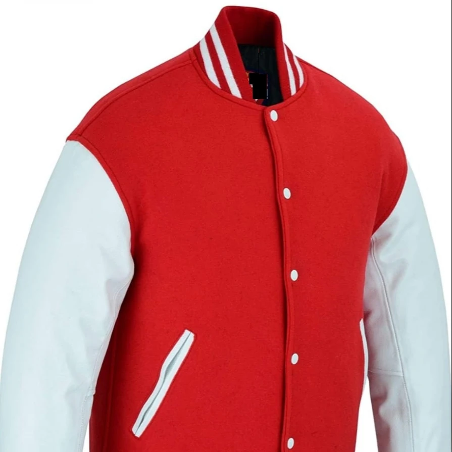 
Mens Baseball Style Red and white Varsity Jacket 
