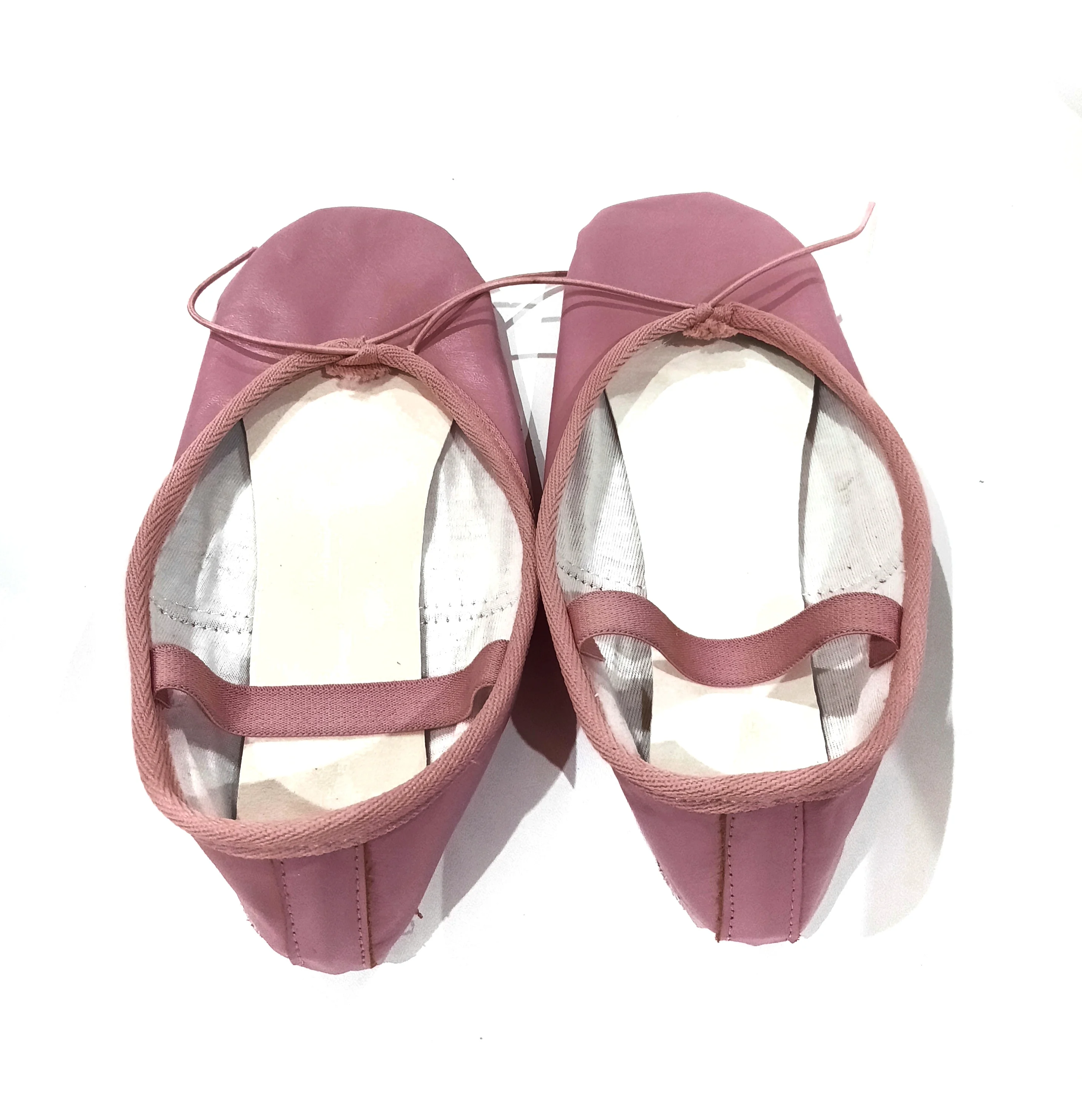 Modern Style Hot Pink Genuine Cow Leather Soft Split Sole Ballet Shoes for Girls & Boys with Crossed Elastic in UK USA EU Sizes