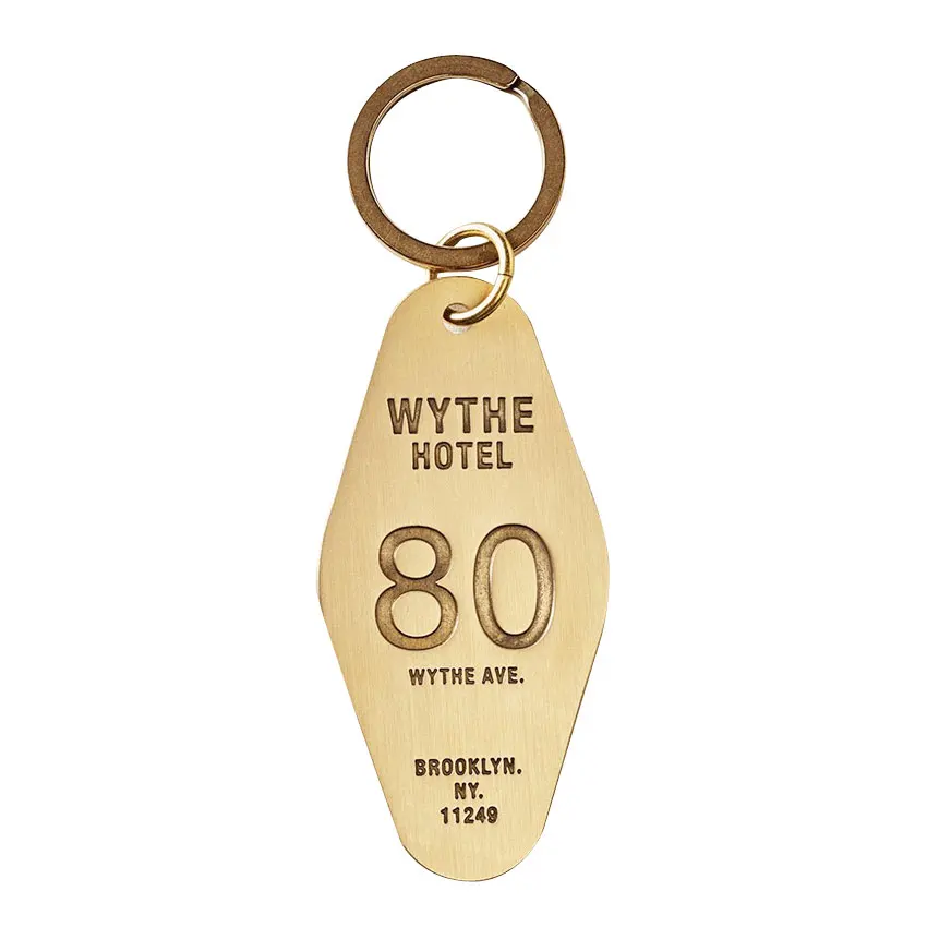 manufacturer custom engraved number antique brass hotel keychain
