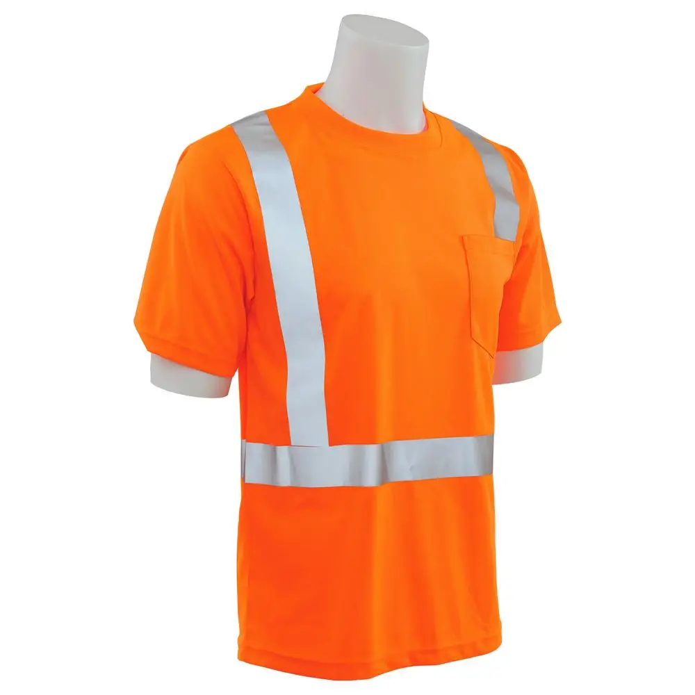 100% Cotton Jersey Short Sleeve Orange Safety Reflective T Shirt Reflective Hi Vis Work Shirts