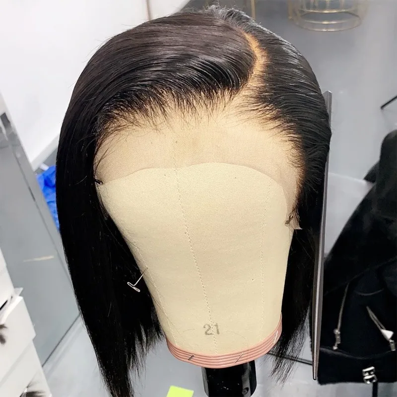 Wholesale Prices Virgin Cuticle Aligned Straight Glueless Peruvian Hair Full Lace Front Pixie Cut Short Human Hair Bob Wigs