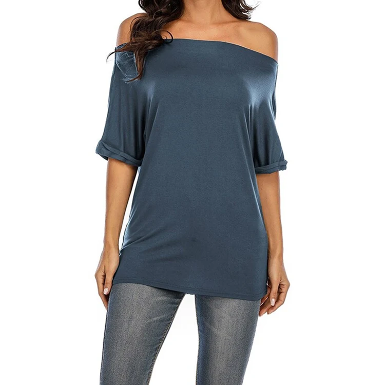 2022 Spring New Design Skinny off shoulder sustainable custom for healthy blank latest stylish Women T-shirt