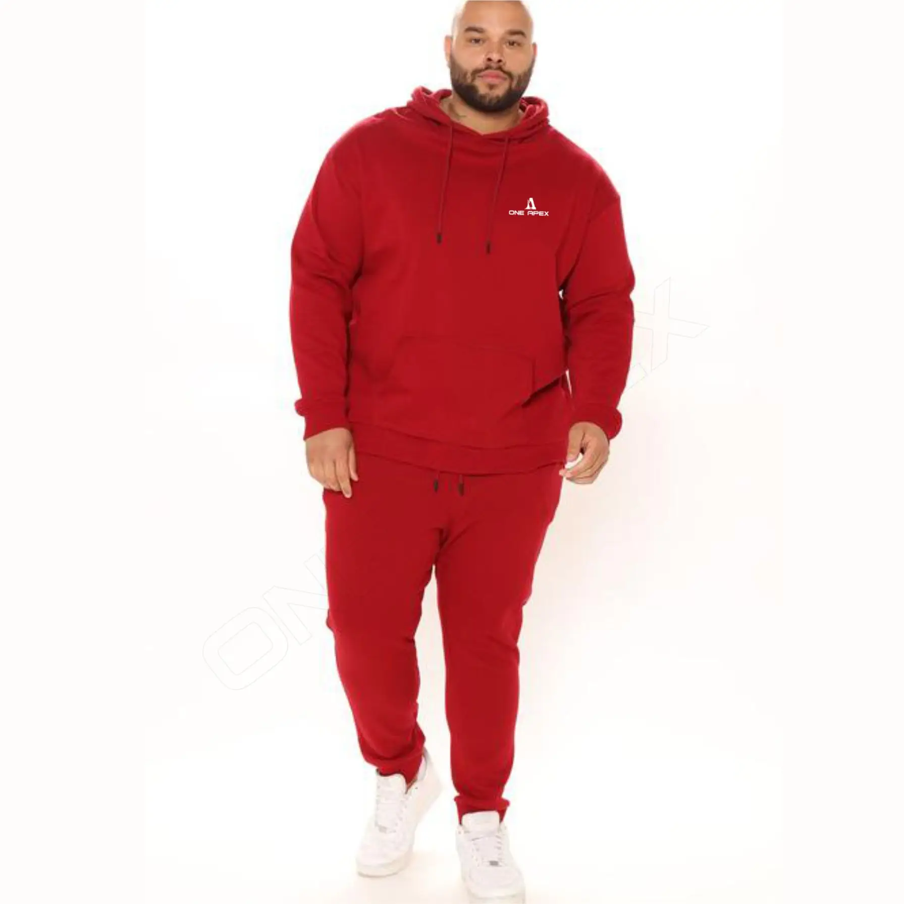 Men Plain Custom Tracksuit OEM  Maroon Slim Fit Gym Fitness Pullover Hoodie Tracksuit set for Men by One Apex