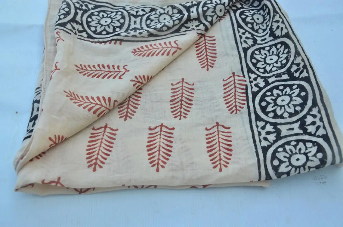 Шарфы с блочным принтом индийский хлопковый саронг ручной работы пляжный парео