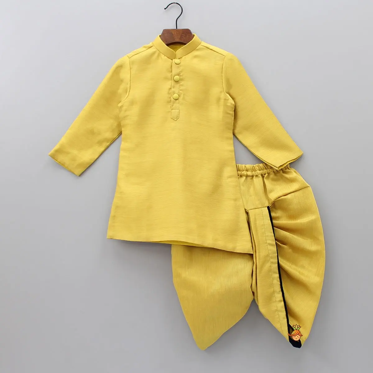 Kids Kurta And Dhoti With Sequin Work Beautiful Embroidered Velvet Jacket Mustard Gold Special Occasion Party