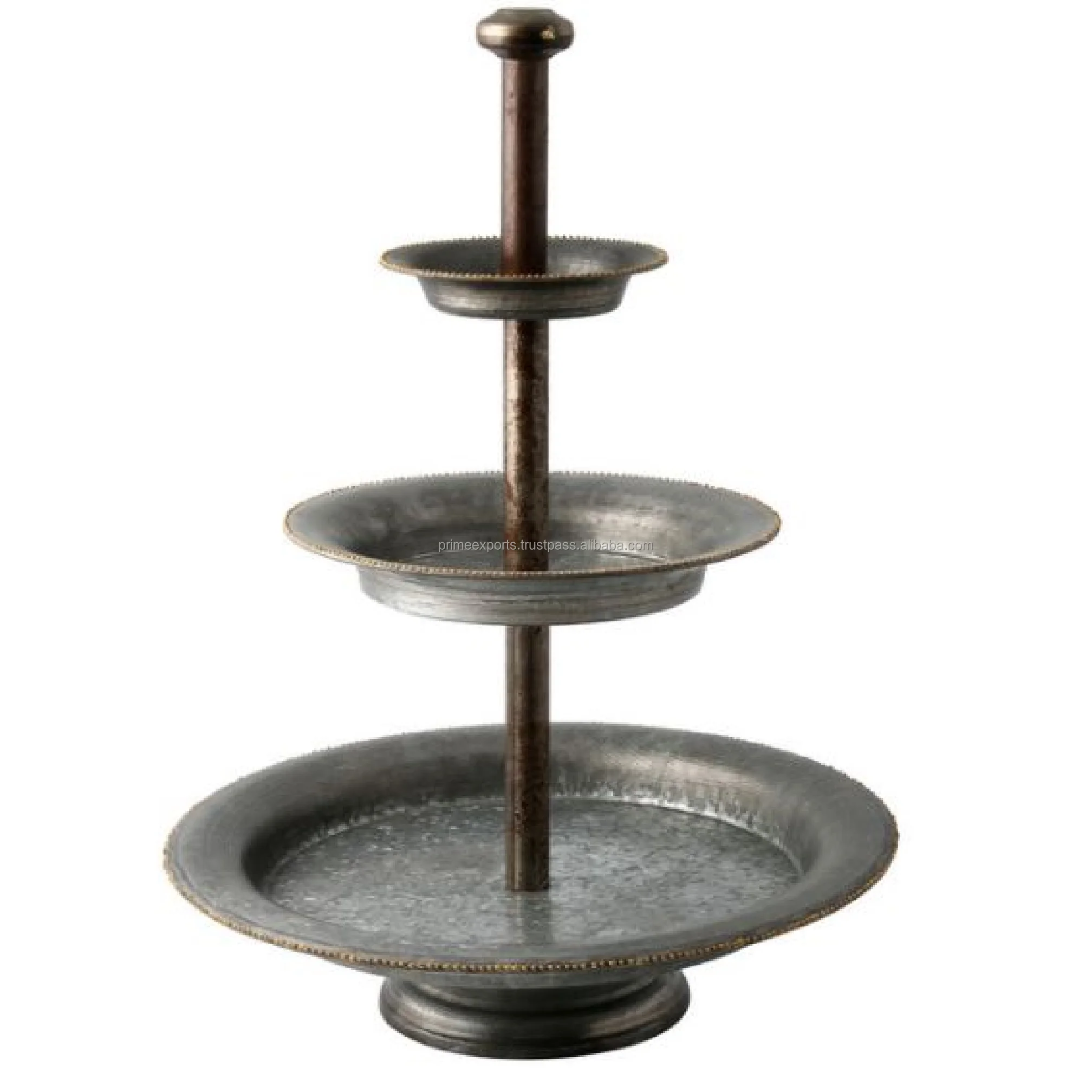 Galvanized three Tier Round Cake Stand With Shinny Polished For Wedding Events  And Festive Decors