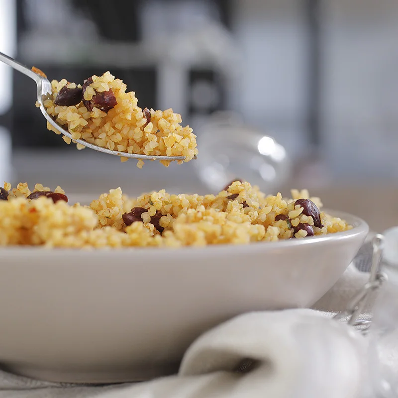 Italian High Quality Organic meal Bulgur with Spicy Fagioli Rossi - Beans  ready in 5 minutes in microwave 100g