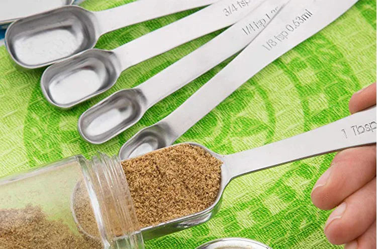 Top Sale High Productivity 2 in1 Coffee Scoop Weight Rectangle Food Measuring Metal Spoon