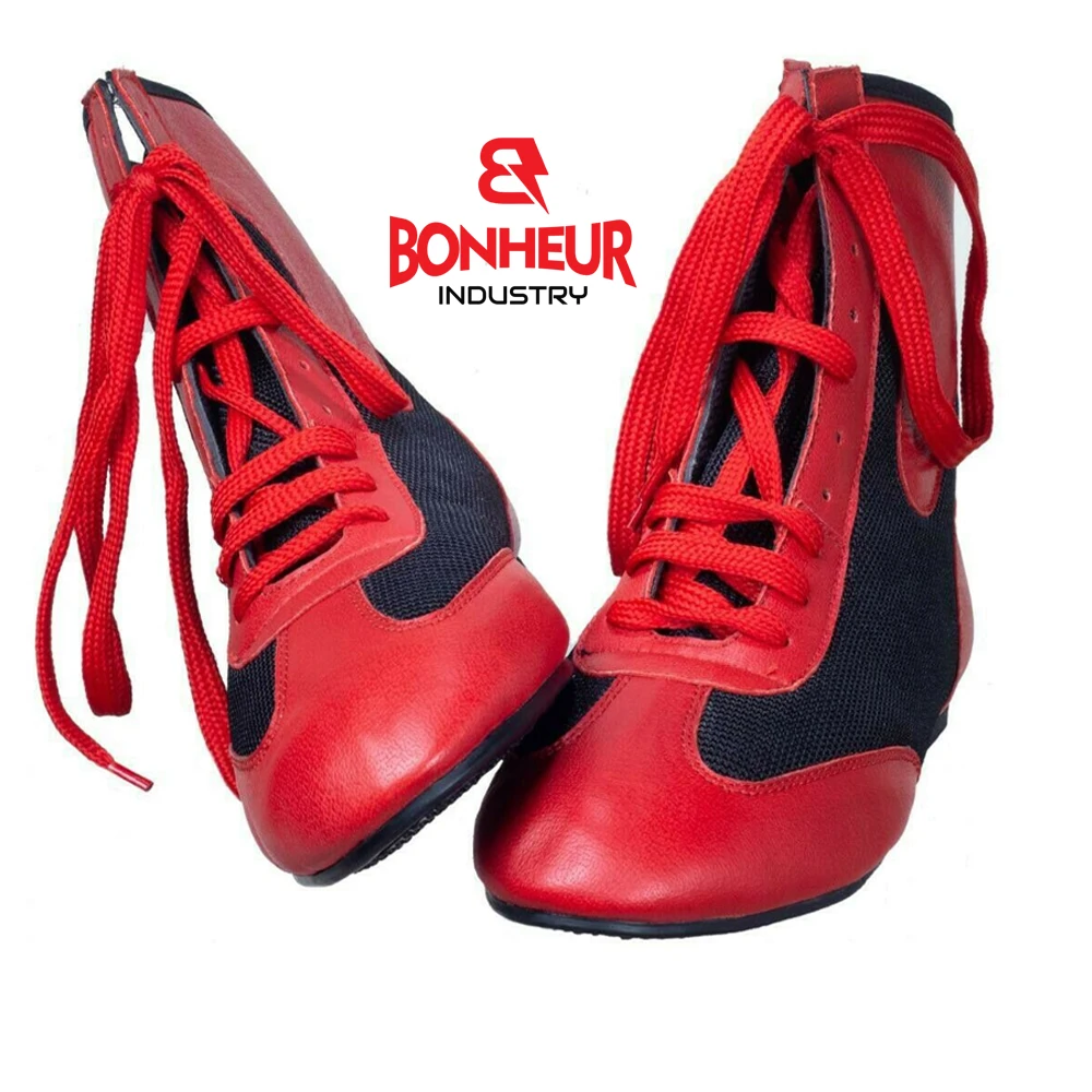 
Latest Design Leather Boxing Shoes Wrestling Martial Art MMA Gym Weightlifting gym Training Running Boot 