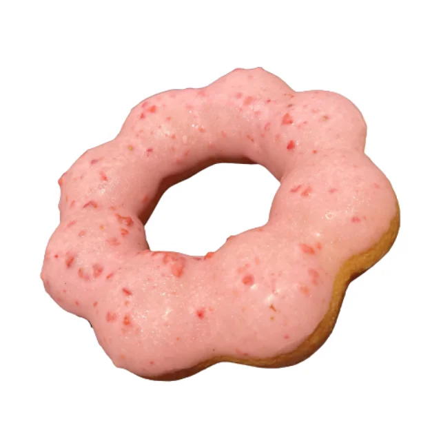High quality crispy strawberry coating donut party supplies hot sell holiday donuts low calorie