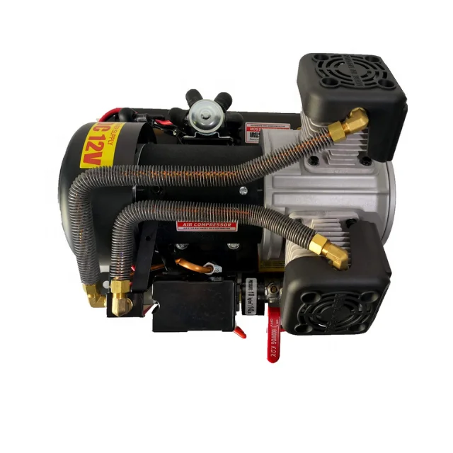 24V High Efficiency Weatherproof Heavy Duty DC Oil free Professional Onboard Twin Piston Maintenance Mini Air Compressor Pump
