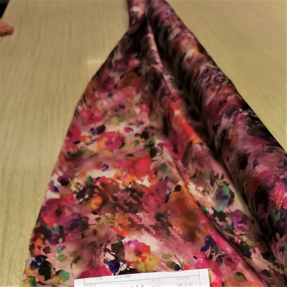  FLOREAL красная 100% шелковая ткань Сделано в Италии