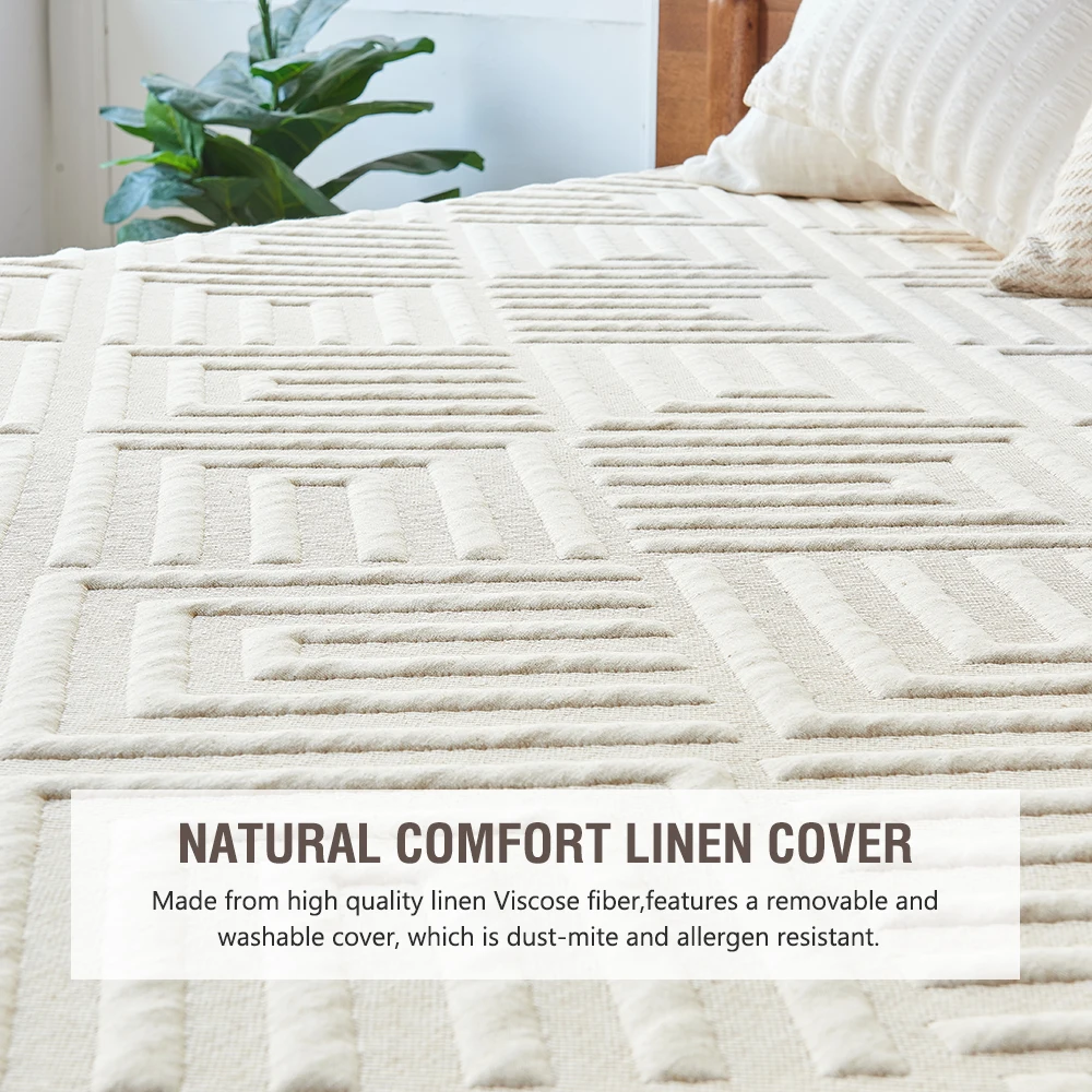 Inofia Dual Layer Support System Natural Latex 8cm Linen Washable Cover Mattress Topper