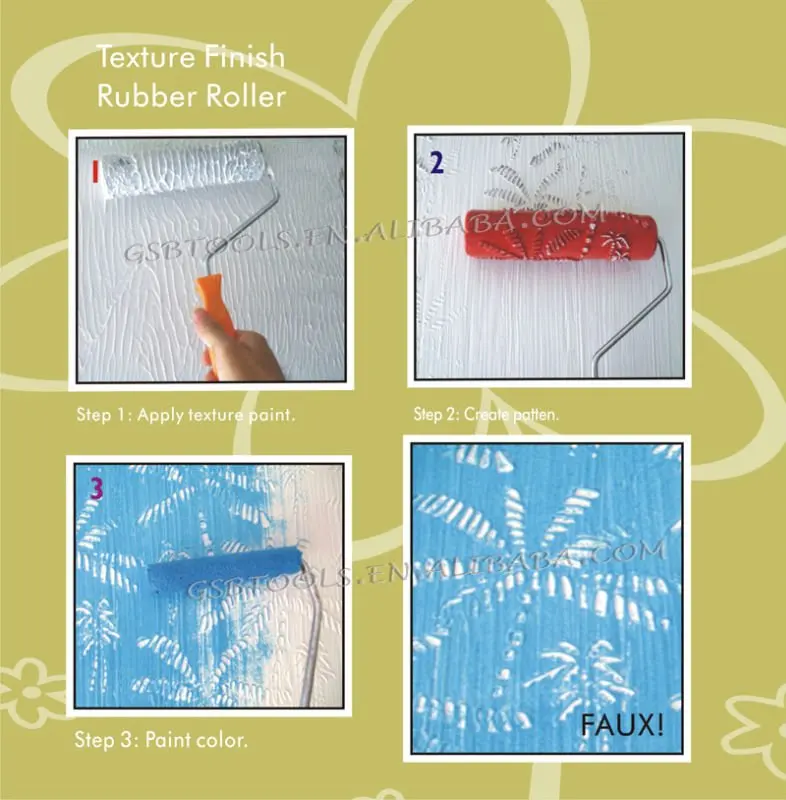 Custom Size paint tool rubber handle microfiber cover decorative paint roller brushes pattern paint roller