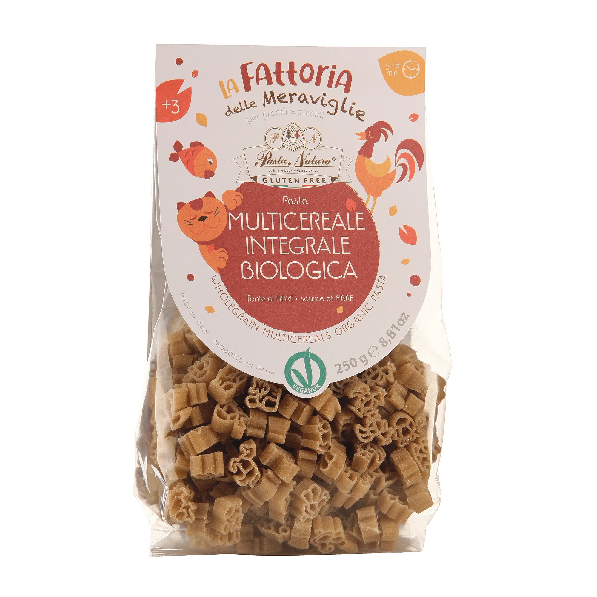 Итальянская разноцветная Органическая паста для детей, 250 г