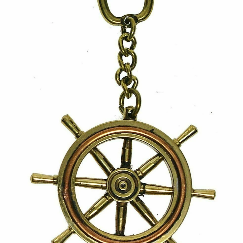 Brass Maritime Ship Navigation Wheel Keychain Keyring Brass Metal Ship Steering Wheel Key Chain