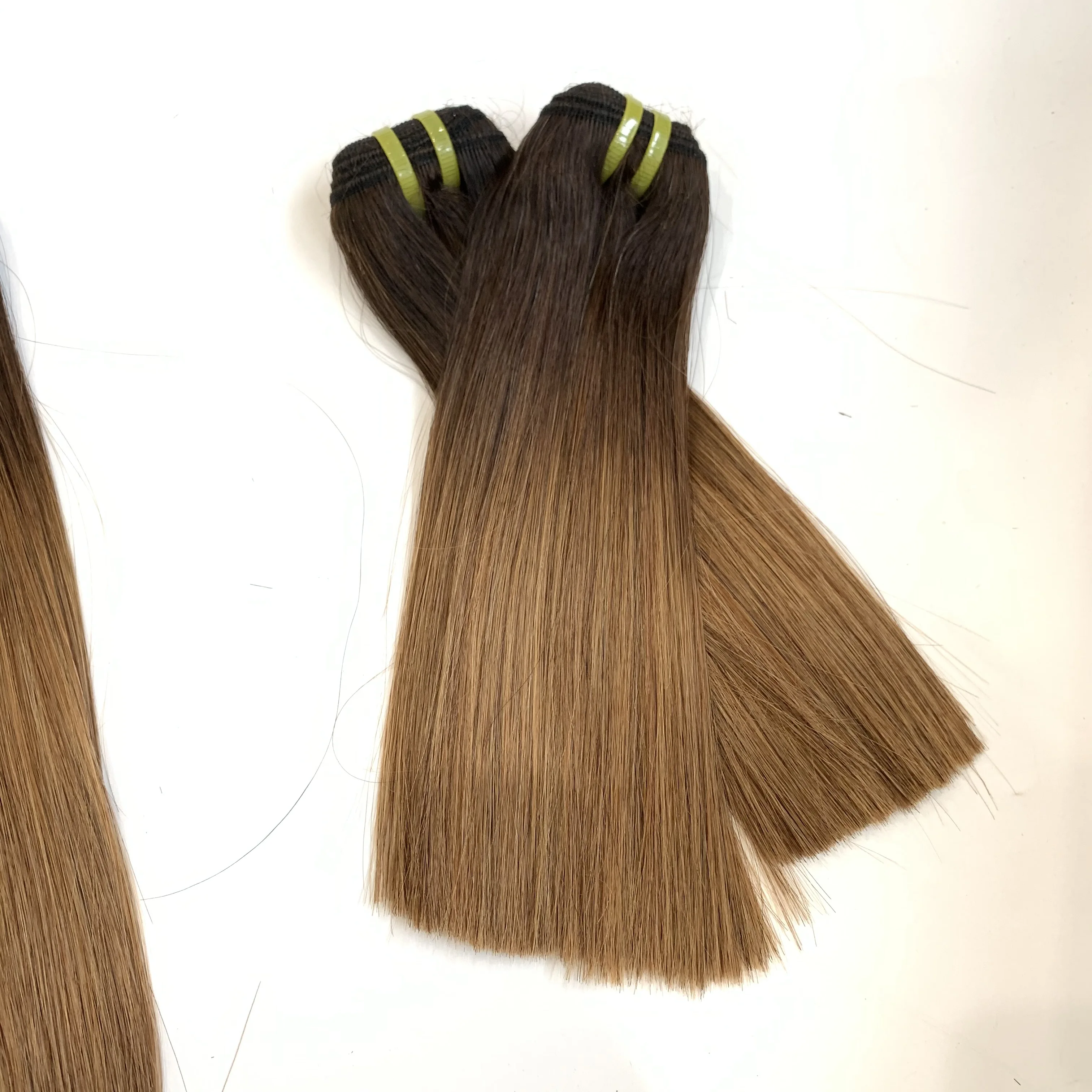Ombre hair 100g per bundle, Orange highlight color  hair with dark root on closure Vietnam hair