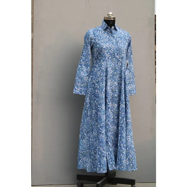 Новое поступление индийская Этническая длинная туника Kurti ручной работы хлопковое платье для женщин