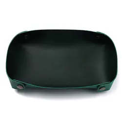 New Design Leather Folding tray for Men Leather Jewelry Catchall Key Phone Coin Box Change Caddy Bedside Storage Box