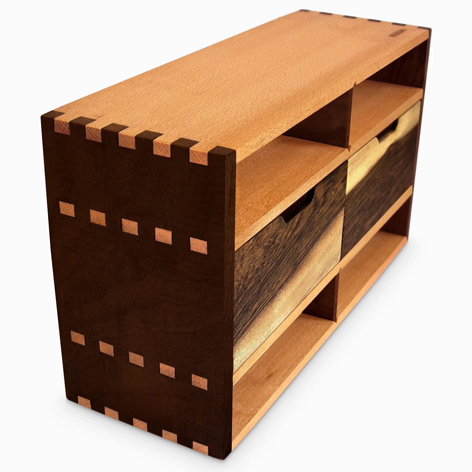 Storage Box for Home&Office Use   I   Desna Triplex Shelf with Drawers - Model 1 - WOODSAKA   I   Handmade  I   Eco friendly