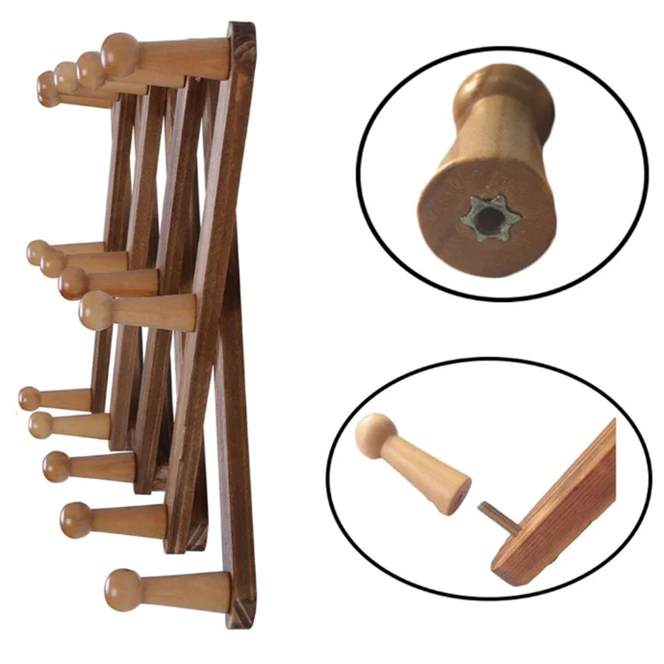 Multi Purpose Wooden Expandable Wall Mounted Telescopic Coat Rack