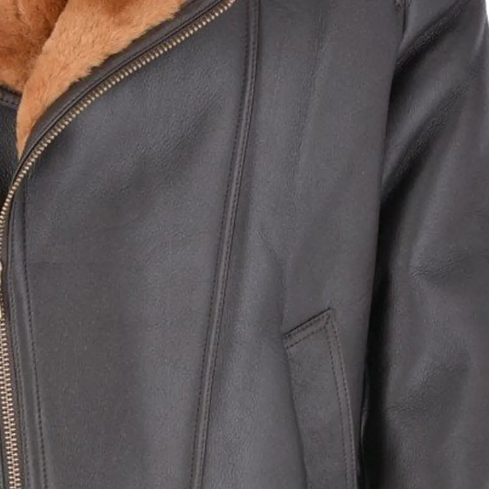 Мужская зимняя куртка F2 из коричневой кожи с меховой овчиной/куртка из натуральной кожи с мехом овчины/Новейшая Стильная мужская куртка