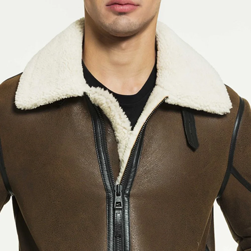Top quality Outdoor Shearling Jacket For Men/Custom Made Winter Wear Shearling Jacket