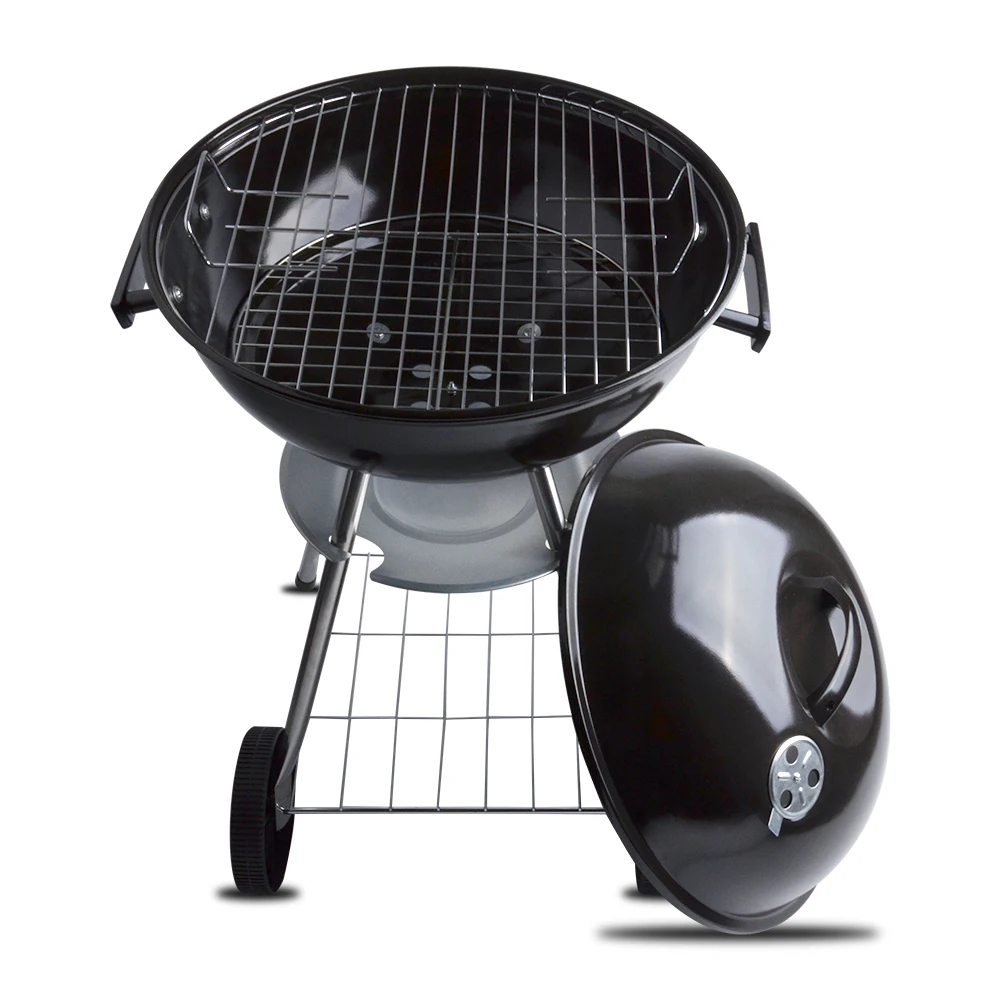 17 inches Porcelain Enameled Kettle Carbon BBQ Grill with 3 Legs and Ash Catcher for Outdoor Picnic Patio Backyard Camping