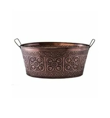 Modern Design Gold with Black Stand Decorative Garden Pot Outdoor Garden Planter with wooden Stand Customized Design