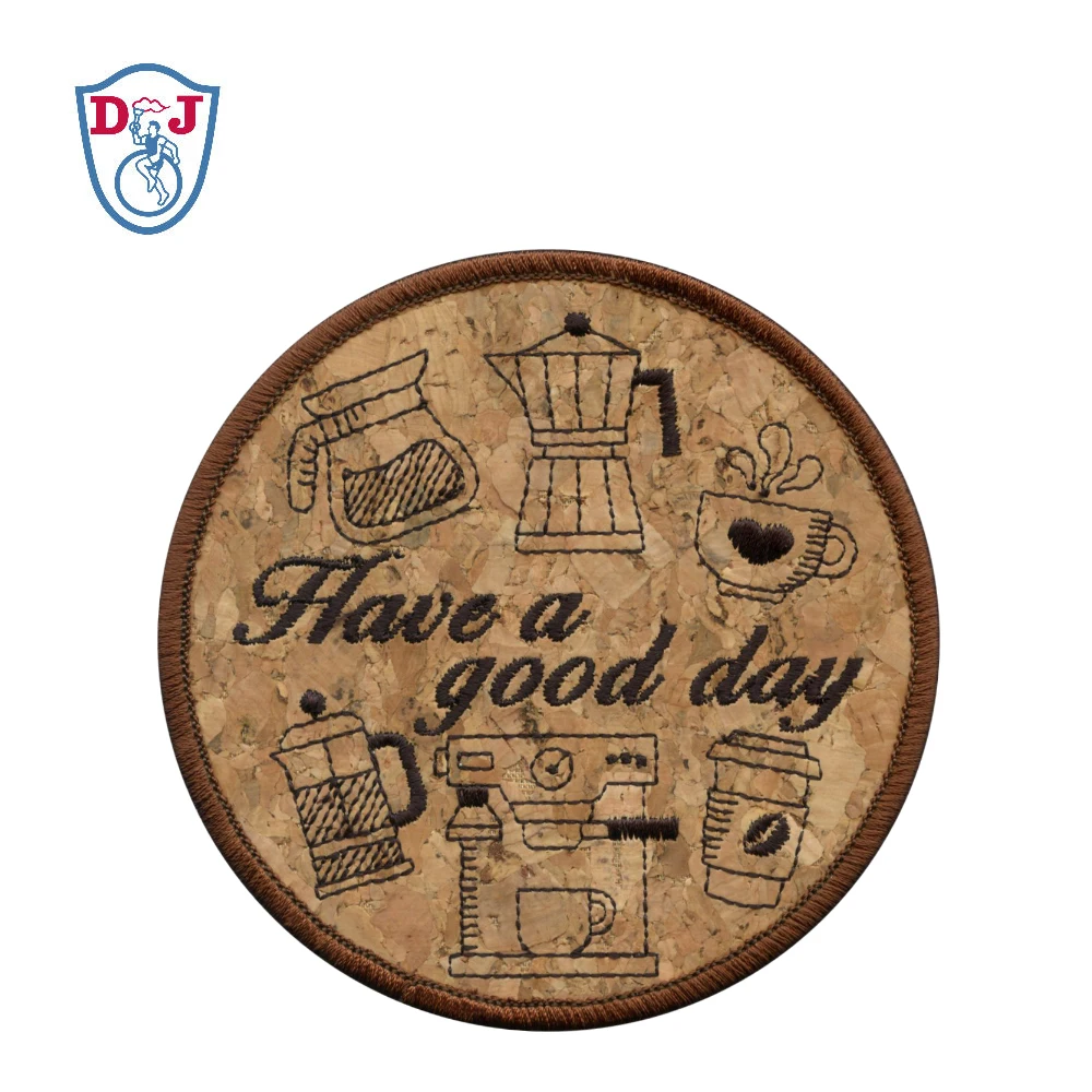 Embroidered Home Tableware Coaster PVC Fabric Plastic with Threaded Decoration Iron Style Cork Backing for Clothing Home Use