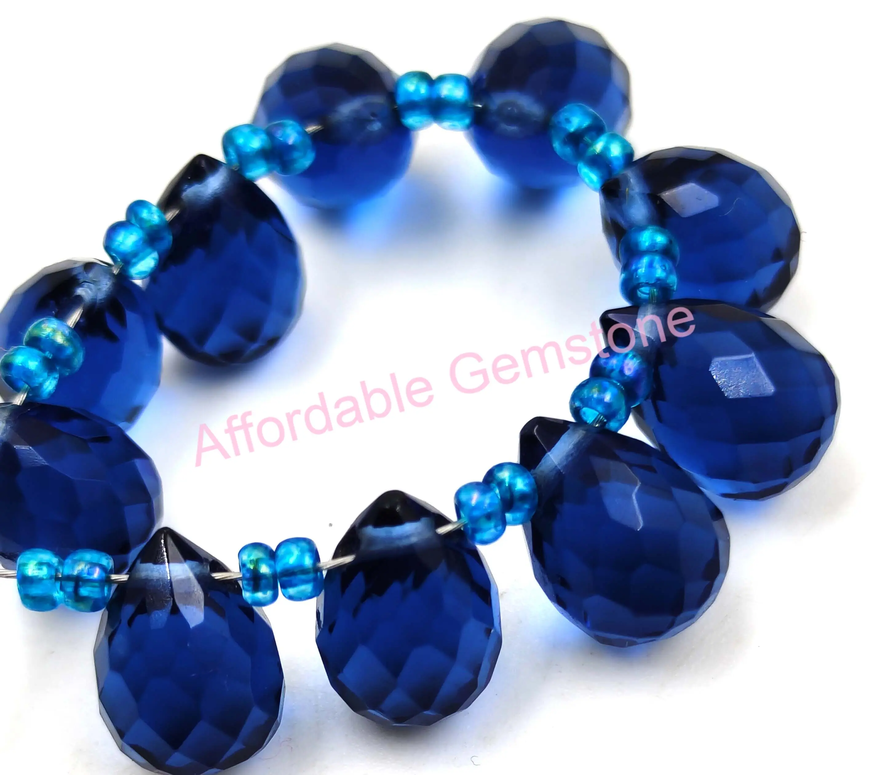 Лондонский синий кварц в форме капли драгоценный камень граненые драгоценные камни сверху сверленный изготовление ювелирных изделий полированные