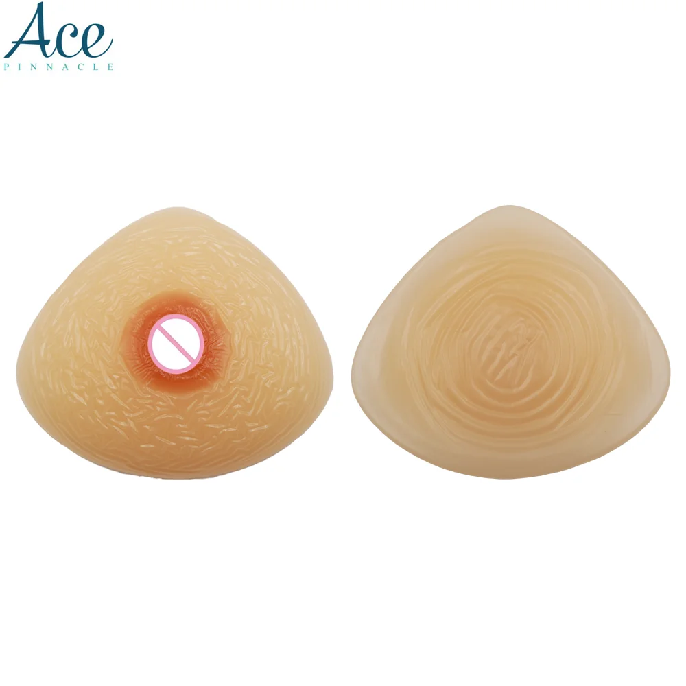 D cup triangle shape skin color Self-Adhesive Silicone prosthesis mastectomy breast form for Post surgery cross-gender dresser
