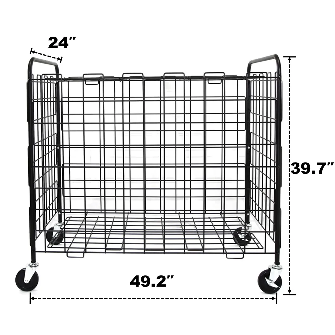 Shopping cart TOTE wheeled for warehousing garage SHELF ball sports facility for garage gym home garden infa