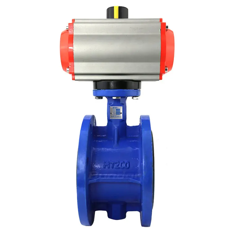 Пневматический концентрический клапан-бабочка Bundor DN 200 PN16, резиновое сиденье, двойной фланцевый клапан-бабочка