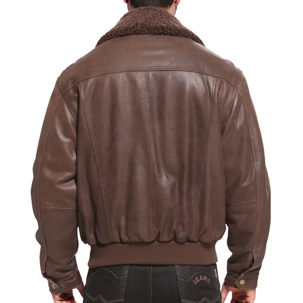 Customized Autumn Winter Wear Embroidered Leather Bomber Flight Jacket Men
