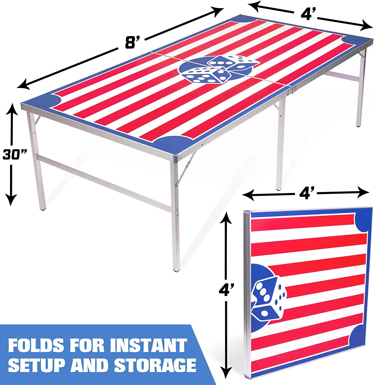 8 футов крутой американский флаг пивной штампованный стол складной алюминиевый Пивной Стол для понга