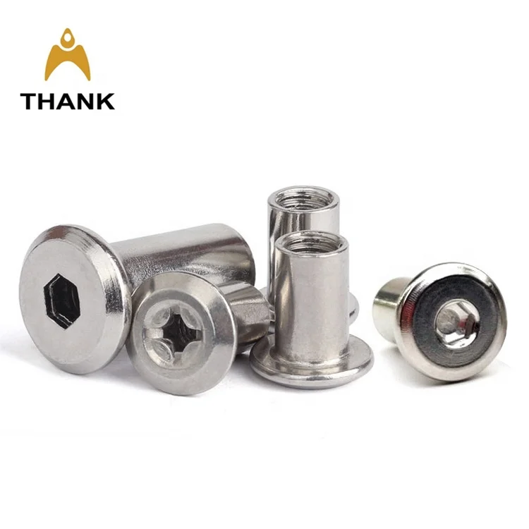 Stainless steel 304 flat head hex socket furniture connector sleeve barrel nut M3 M4 M6 M8 M10